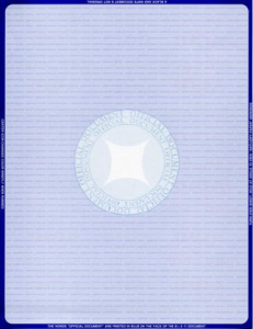 Tamper resistant official document security paper